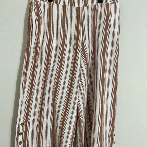 A New Approach ANA striped cropped Wide Leg Linen elastic waist pants Size XL - Picture 4 of 10